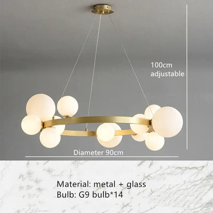Modern black glass bubble chandelier dining room horizontal light