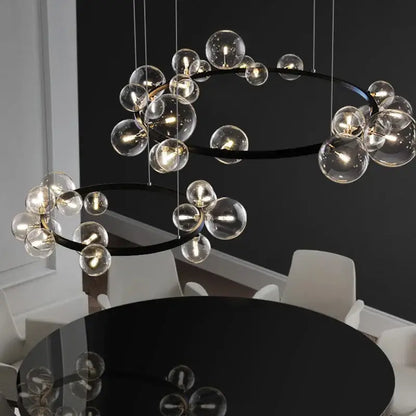 Modern black glass bubble chandelier dining room led pendant light