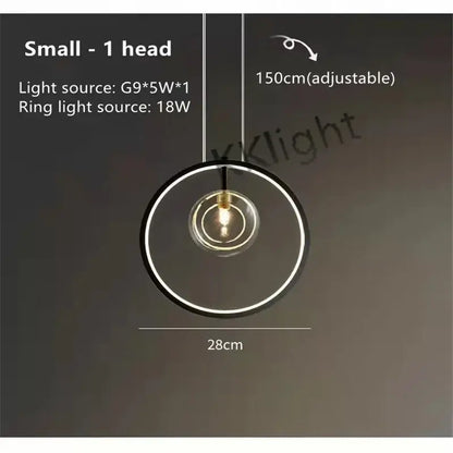 Modern black glass bubble chandelier dining room led pendant light