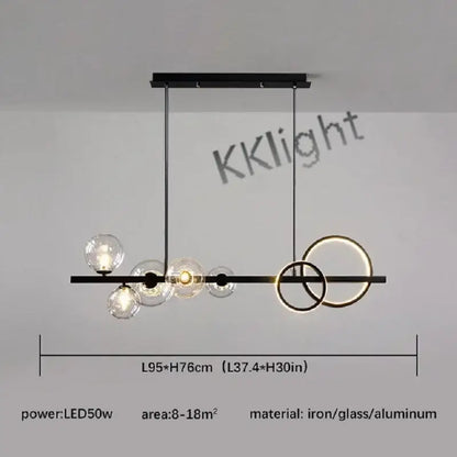 Modern black glass bubble chandelier dining room led pendant light