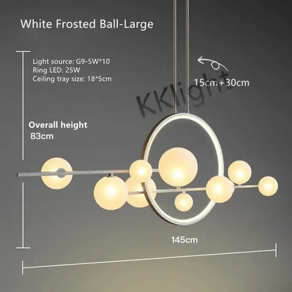 Modern black glass bubble chandelier dining room led pendant light