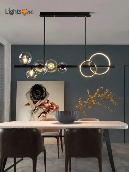 Modern black glass bubble chandelier dining room ring light
