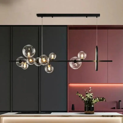 Modern black glass bubble led ceiling chandelier for dining room