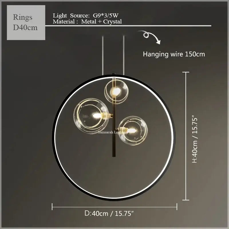 Modern black glass bubble led ceiling chandelier for dining room