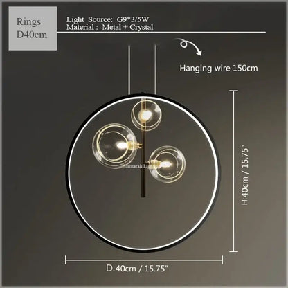 Modern black glass bubble led ceiling chandelier for dining room