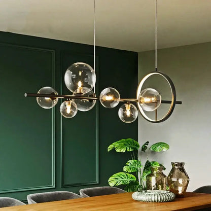 Modern black glass bubble led ceiling chandelier for dining room