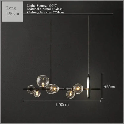 Modern black glass bubble led ceiling chandelier for dining room