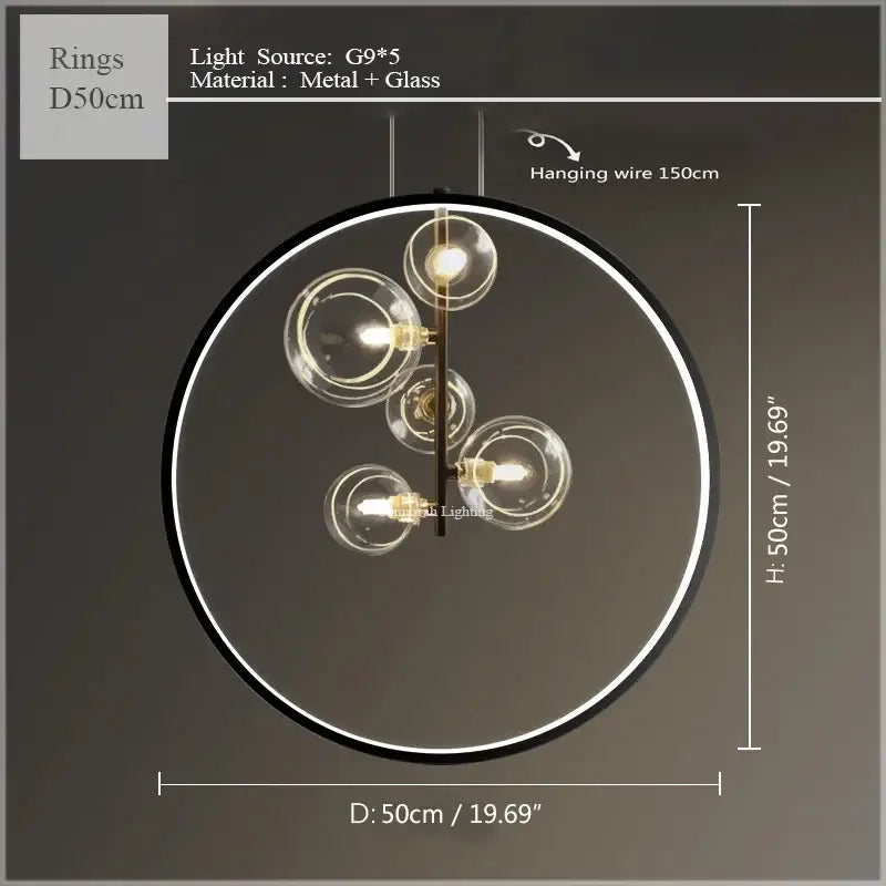 Modern black glass bubble led ceiling chandelier for dining room