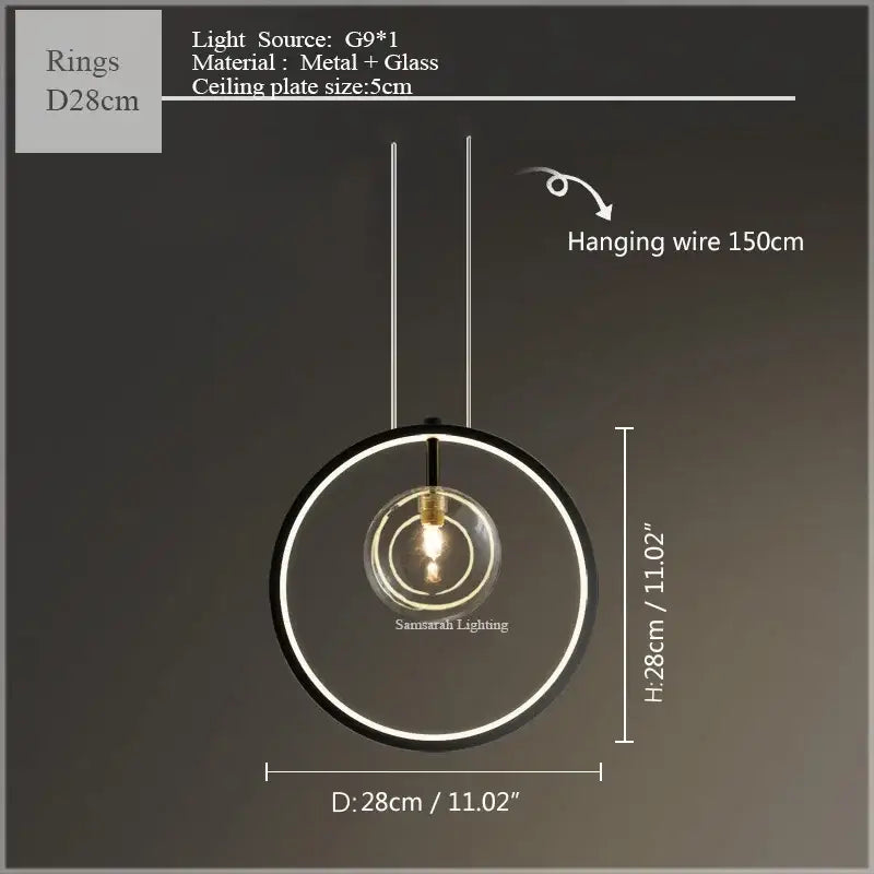 Modern black glass bubble led ceiling chandelier for dining room