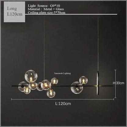 Modern black glass bubble led ceiling chandelier for dining room