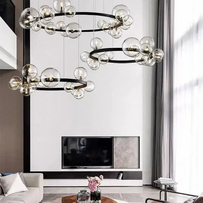 Modern black glass bubble led ceiling chandelier for dining room