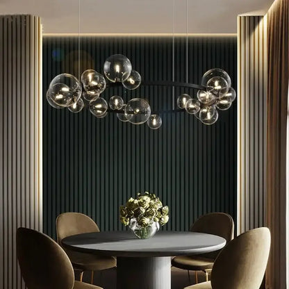 Modern black glass bubble led ceiling chandelier for dining room
