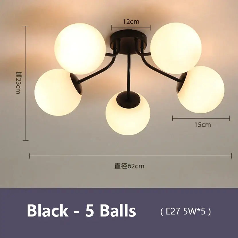 Modern black glass bubble led ceiling light living room