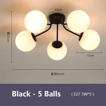 Modern black glass bubble led ceiling light living room