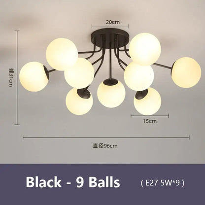 Modern black glass bubble led ceiling light living room