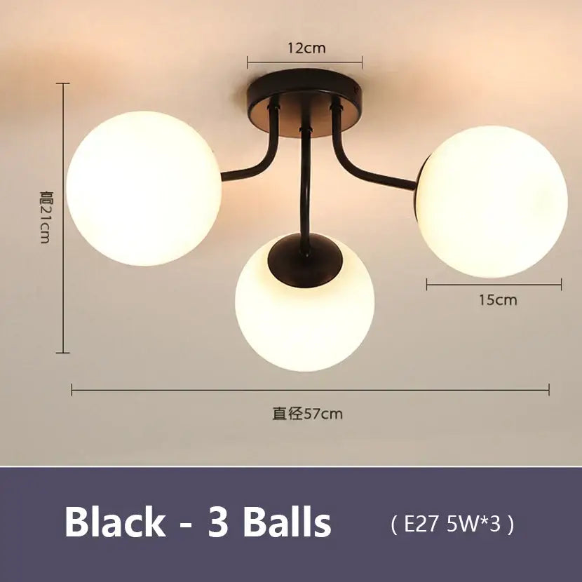 Modern black glass bubble led ceiling light living room