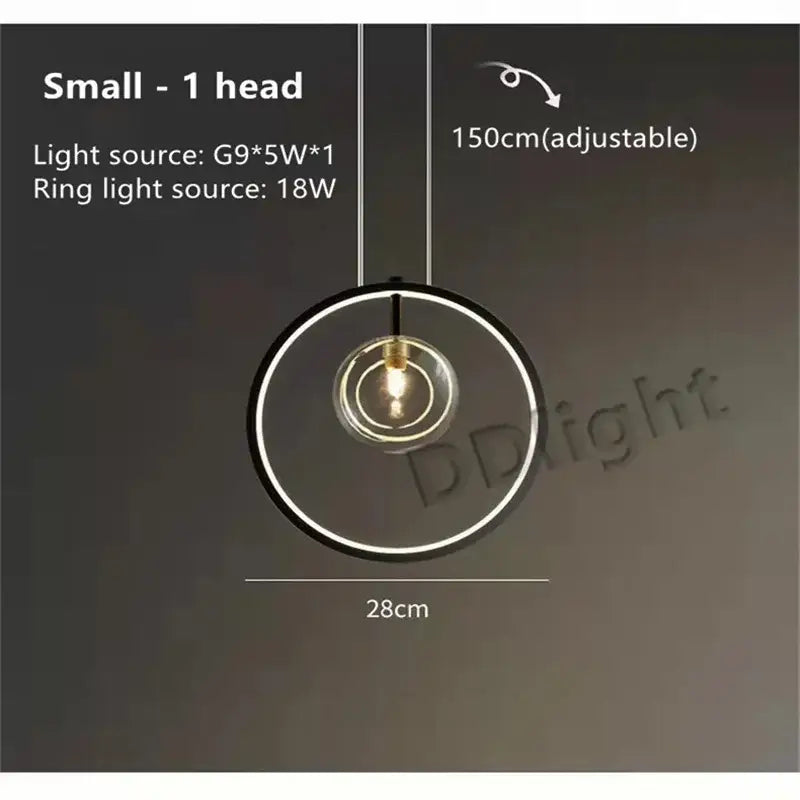 Modern black glass bubble led chandelier for dining room