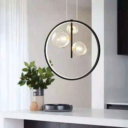 Modern black glass bubble led chandelier for dining room