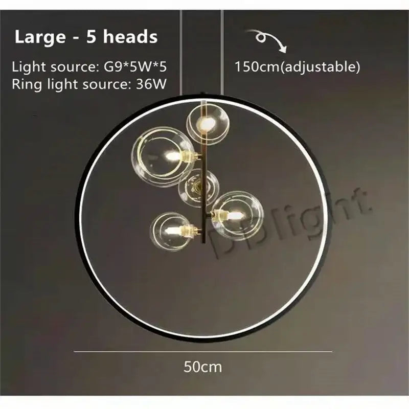 Modern black glass bubble led chandelier for dining room