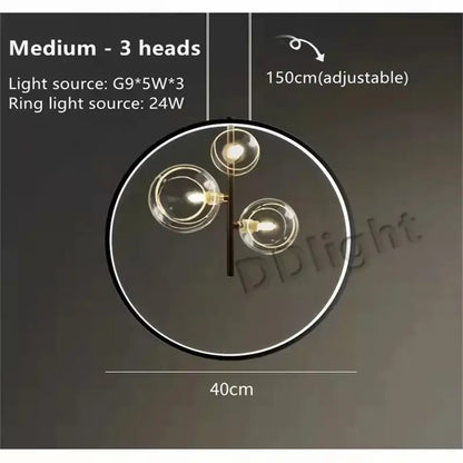 Modern black glass bubble led chandelier for dining room