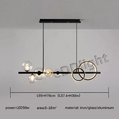 Modern black glass bubble led chandelier for dining room