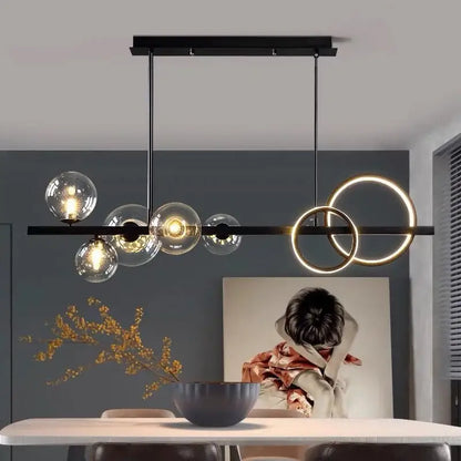 Modern black glass bubble led chandelier for dining room