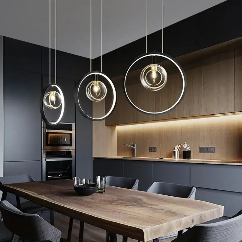 Modern black glass bubble led chandelier for dining room