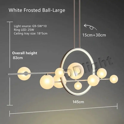 Modern black glass bubble led chandelier for dining room