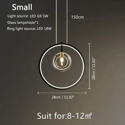 Modern black glass bubble led pendant chandelier for living room