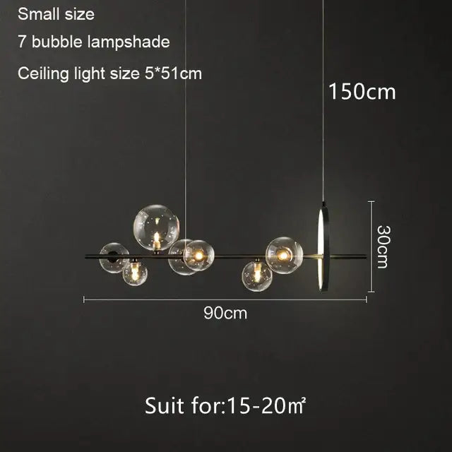 Modern black glass bubble led pendant chandelier for living room