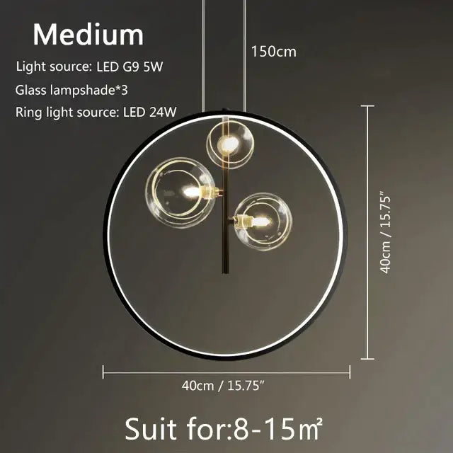 Modern black glass bubble led pendant chandelier for living room