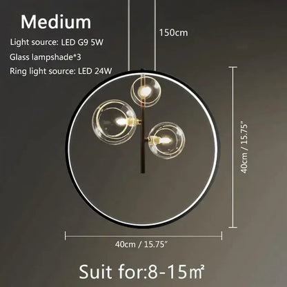 Modern black glass bubble led pendant chandelier for living room