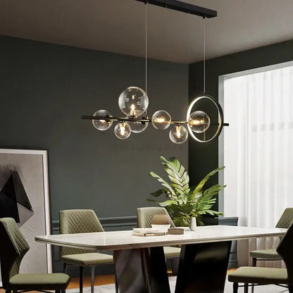 Modern black glass bubble led pendant chandelier for living room
