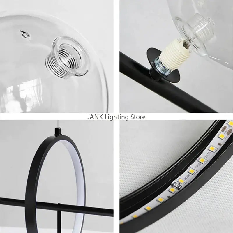 Modern black glass bubble led pendant chandelier for living room