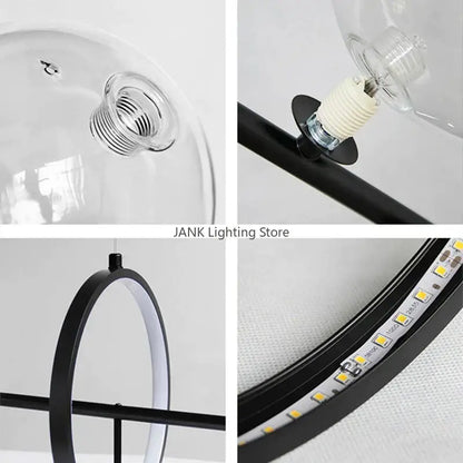 Modern black glass bubble led pendant chandelier for living room