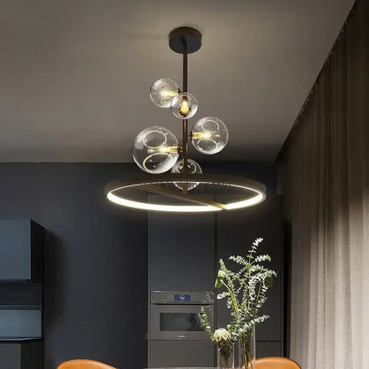 Modern black glass bubble led pendant chandelier for living room