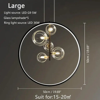 Modern black glass bubble led pendant chandelier for living room