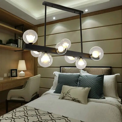 Modern black glass bubble linear pendant light for dining room