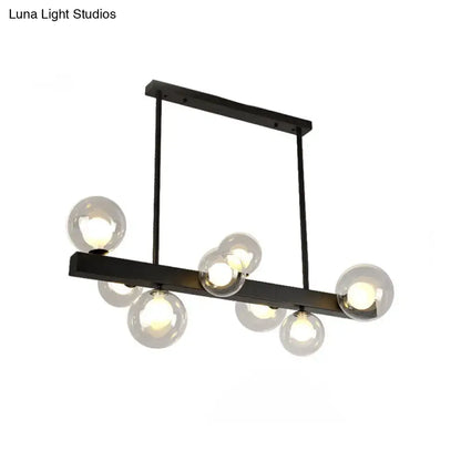 Modern black glass bubble linear pendant light for dining room