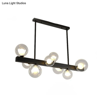 DecorBites™ Modern Black Glass Bubble Linear Pendant Light with 8 Lights for Dining Room and Kitchen Island