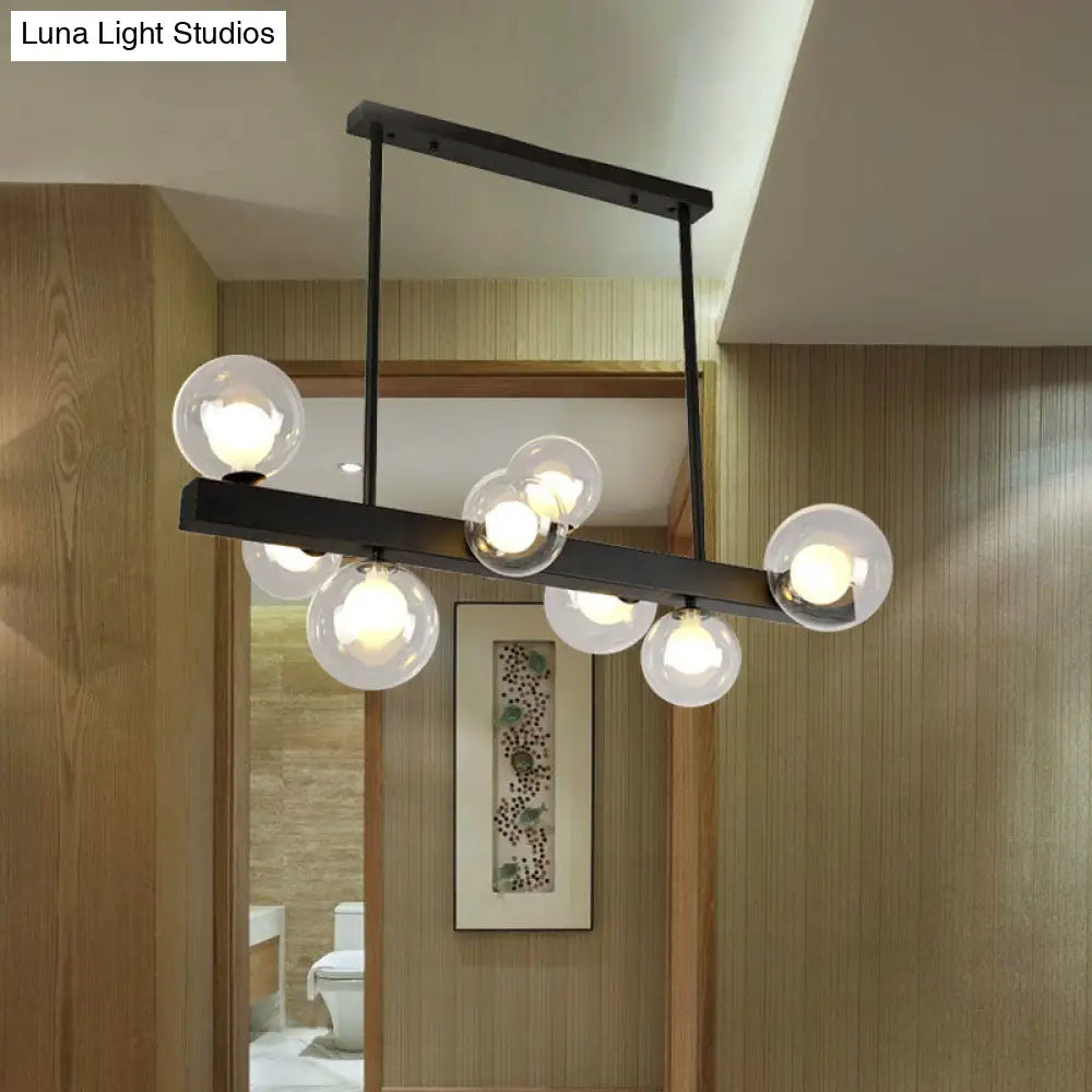 DecorBites™ Modern Black Glass Bubble Linear Pendant Light with 8 Lights for Dining Room and Kitchen Island