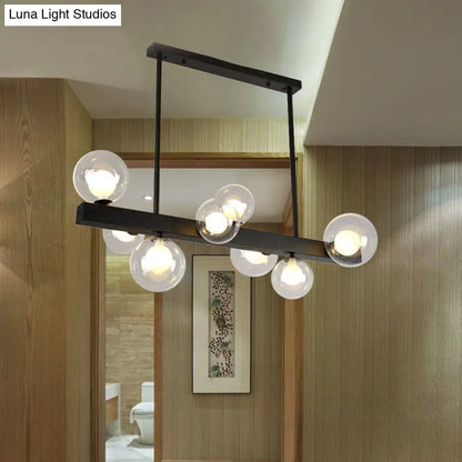 DecorBites™ Modern Black Glass Bubble Linear Pendant Light with 8 Lights for Dining Room and Kitchen Island