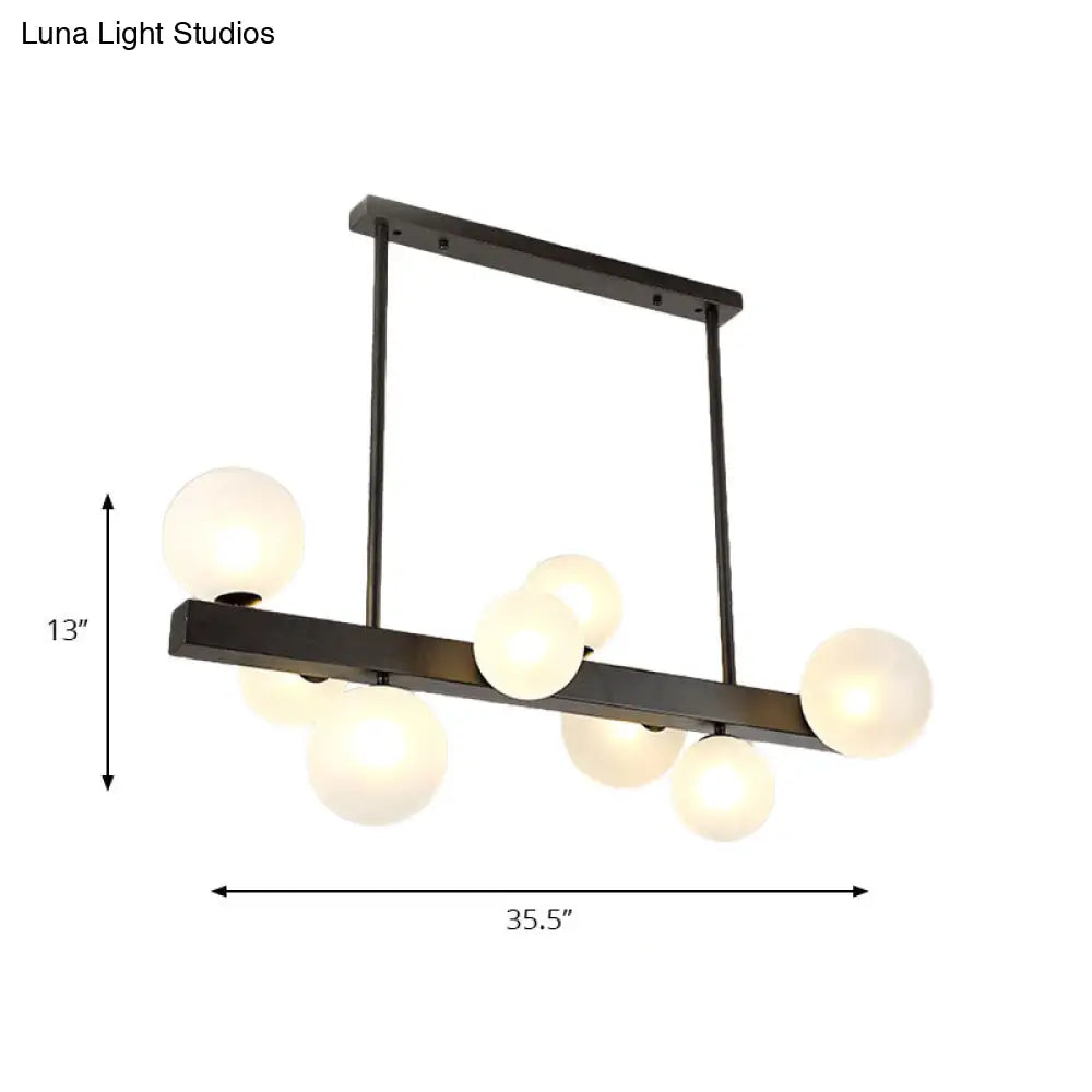 DecorBites™ Modern Black Glass Bubble Linear Pendant Light with 8 Lights for Dining Room and Kitchen Island