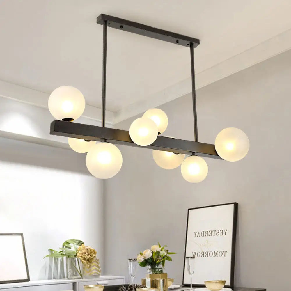 DecorBites™ Modern Black Glass Bubble Linear Pendant Light with 8 Lights for Dining Room and Kitchen Island