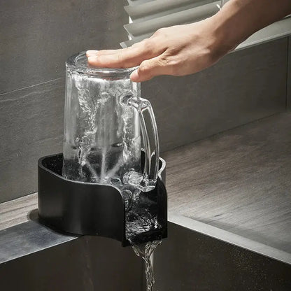 Modern black glass cup washer kitchen sink rinser