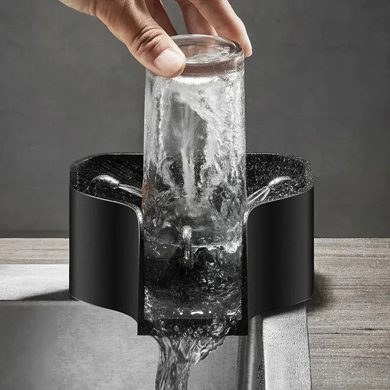 Modern black glass cup washer kitchen sink rinser