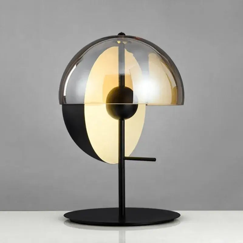Modern black glass designer bedside lamp bedroom split dome light