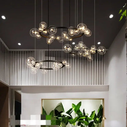 Modern black glass globe pendant light fixture dining room
