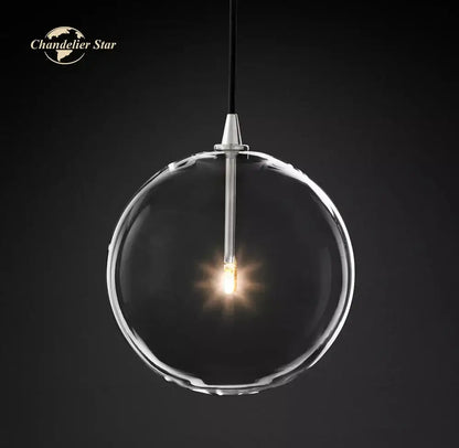 Modern black glass globe pendant light for dining room