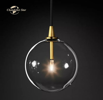 Modern black glass globe pendant light for dining room